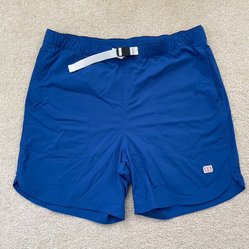 Topo Designs Shorts Men's XL Blue Nylon Belted Outdoor Hiking EUC